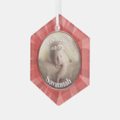 ピーチウールリトルガーベラベビー写真 ガラスオーナメント (正面左)