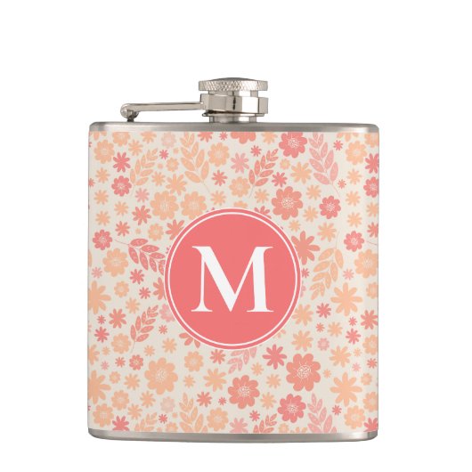 ピーチエリー野草草草模様 フラスク (正面)