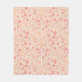 ピーチエリー野草草草模様 フリースブランケット