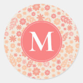 ピーチエリー野草草草模様 ラウンドシール (正面)