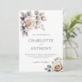 ピーチエレガントアイボリーフローラ秋の結婚式 招待状 (スタンド正面)