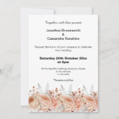 ピーチエレガントアプリコットレースフローラダイヤ結婚モンド 招待状 (正面)