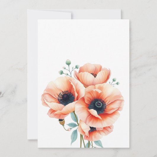 ピーチエレガントアンドコーラルポピーフローラ結婚ズ 招待状 (裏面)