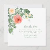 ピーチエレガントイエローローズウォーターカラー結婚ズ 招待状 (正面)