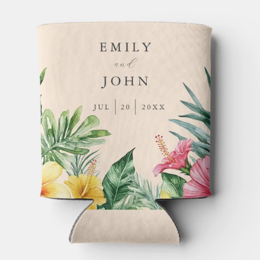 ピーチエレガントウォーター色トロピカルフローラ結婚ズ 缶クーラー (裏面)