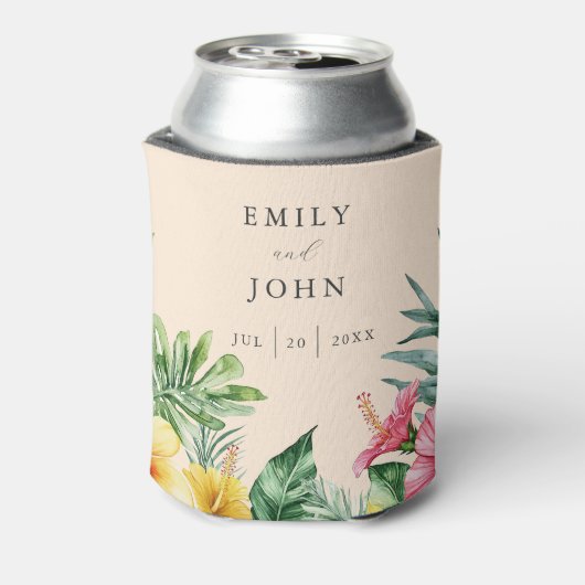 ピーチエレガントウォーター色トロピカルフローラ結婚ズ 缶クーラー (缶裏面)
