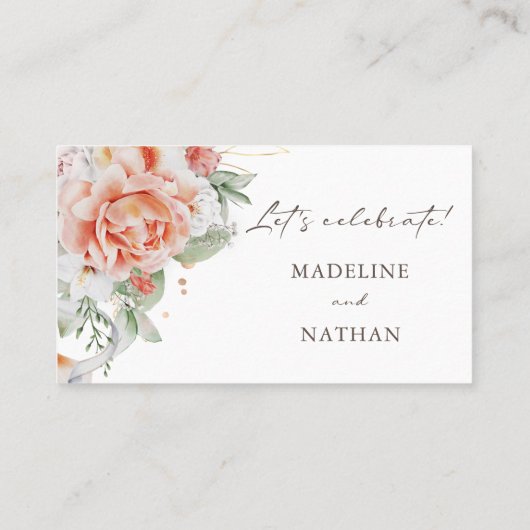 ピーチエレガントウォーター色フローラフラット座席表 プレイスカード (裏面)