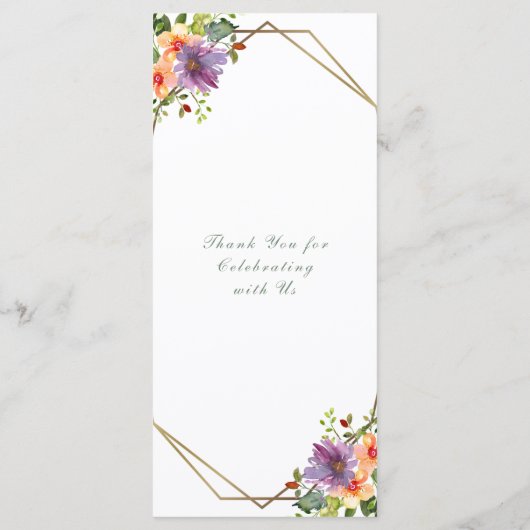 ピーチエレガントウォーター色フローラボホ結婚ズ メニュー (裏面)