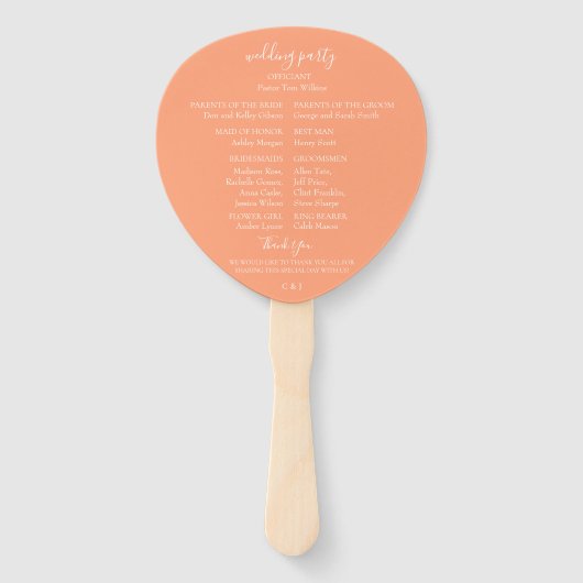 ピーチエレガントウォーター色フローラ結婚式 プログラム ハンドファン (裏面)