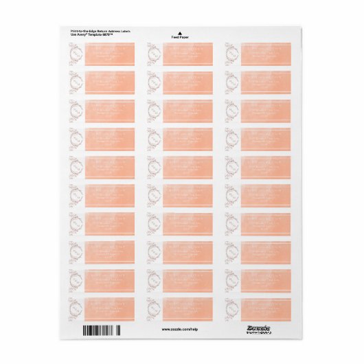 ピーチエレガントウォーター色モノグラム差出人住所 ラベル (フルシート)