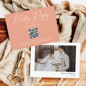 ピーチエレガントオレンジウェディングRSVP エンクロージャーカード