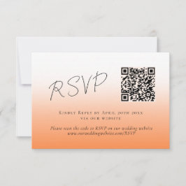 ピーチエレガントオレンジファズQRコードウェディングRSVP 出欠カード
