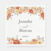 ピーチエレガントオレンジフローラカクテルペーパーナプキン スタンダードランチョンナプキン (正面)