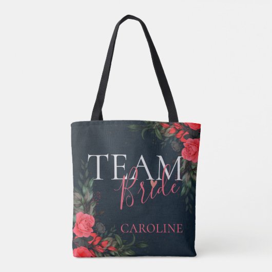 ピーチエレガントオレンジフローラチームブライド花嫁 トートバッグ (裏面)