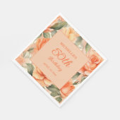 ピーチエレガントオレンジフローラバラ50誕生日 スタンダードランチョンナプキン (角)