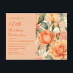 ピーチエレガントオレンジフローラバラ60th誕生日 インビテーションポストカード<br><div class="desc">美しい桃/オレンジのバラの女性の60th誕生日パーティーフローラ招待はがき。文字は完全にカスタマイズ可能なので、このカードは任意の年齢のために設計することができる。カスタマイ連絡ズの支援や一致する製品の要求を受け取る際に使用する。</div>