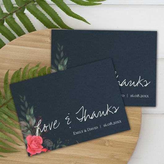 ピーチエレガントオレンジフローララヴ&感謝していズ結婚ス サンキューカード