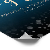 ピーチエレガントオーシャニックブルーウェディングカードギフト ポスター (角)