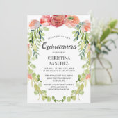 ピーチエレガントガーデンフローラキンセアニラ誕生日 招待状 (スタンド正面)