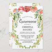 ピーチエレガントガーデンフローラキンセアニラ誕生日 招待状 (正面/裏面)