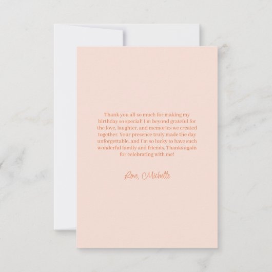 ピーチエレガントクリームフローラ誕生日 サンキューカード (裏面)