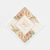 ピーチエレガントクリームフローラ90誕生日 スタンダードランチョンナプキン (角)