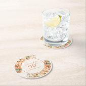 ピーチエレガントクリームフローラ90誕生日 ラウンドペーパーコースター (インサイチュ)