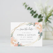 ピーチエレガントクリーム金ゴールドフローラ保存日 案内ポストカード (スタンド正面)