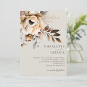 ピーチエレガントググレーブラウンウォーター色のフローラ結婚ズ 招待状 (スタンド正面)