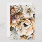 ピーチエレガントググレーブラウンウォーター色のフローラ結婚ズ 招待状 (裏面)