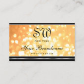 ピーチエレガントグリッターモノグラムブラックシルバー縁ど 名刺 (正面)