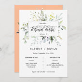 ピーチエレガントグリーン離れリハーサルディナーフォト 招待状 (正面/裏面)