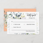 ピーチエレガントグリーン離れQRコード応答カード 出欠カード (正面/裏面)