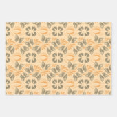 ピーチエレガントグレイアールヌーボーヴィンテージフローラ ラッピングペーパーシート (正面)
