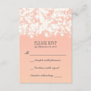 ピーチエレガントストリングライト結婚式RSVP 出欠カード