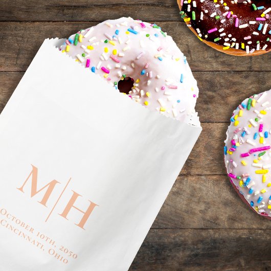 ピーチエレガントス結婚モノグラムカスタム フェイバーバッグ