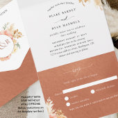 ピーチエレガントテラコッタ結婚フローラとRSVP オールインワン招待状