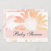 ピーチエレガントデイジーフラワーベビーシャワー招待状 招待状 (正面/裏面)
