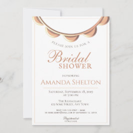 ピーチエレガントネックレスホワイトブライダルシャワー 招待状