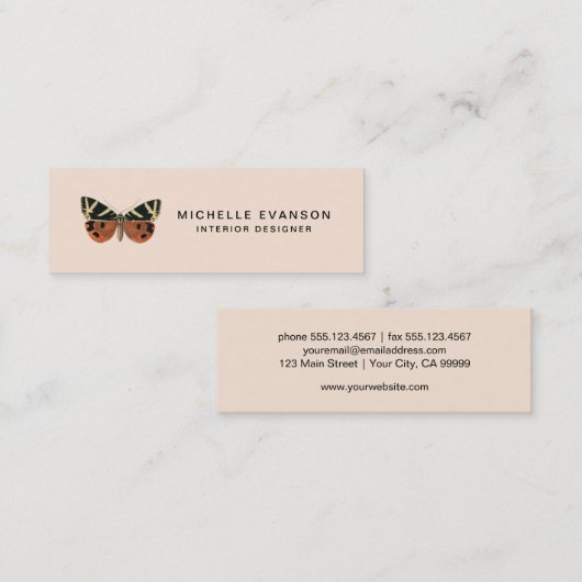 ピーチエレガントバタフライミニマルプロフェッショナル スキニー名刺 (正面/裏面)