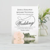 ピーチエレガントバラリフレクションロマン結婚ティック 招待状 (スタンド正面)