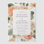 ピーチエレガントバラ結婚ズ ベラム紙招待状 (正面)