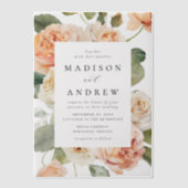 ピーチエレガントバラ結婚ズ ベラム紙招待状 (正面)