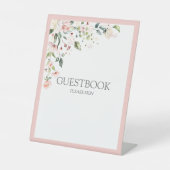 ピーチエレガントピンクウォーターカラーフローラゲストブック 台座サイン (正面)