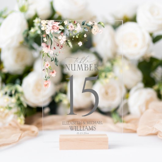 ピーチエレガントピンクウォーターカラーフローラ披露宴 アクリルサイン