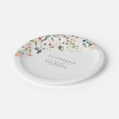 ピーチエレガントピンクウォーターカラーフローラ結婚ズ ペーパープレート (アングル)