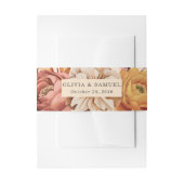 ピーチエレガントピンクブラウンオレンジフローラ結婚ズ 招待状ベリーバンド (正面例)