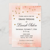 ピーチエレガントピンク企業のパーティの招待状 招待状 (正面/裏面)