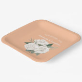 ピーチエレガントファズアンドホワイトローズ結婚ズ ペーパープレート (傾斜あり)