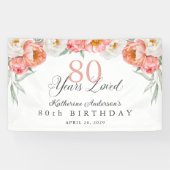 ピーチエレガントフェミニンフローラ80誕生日 横断幕 (横)